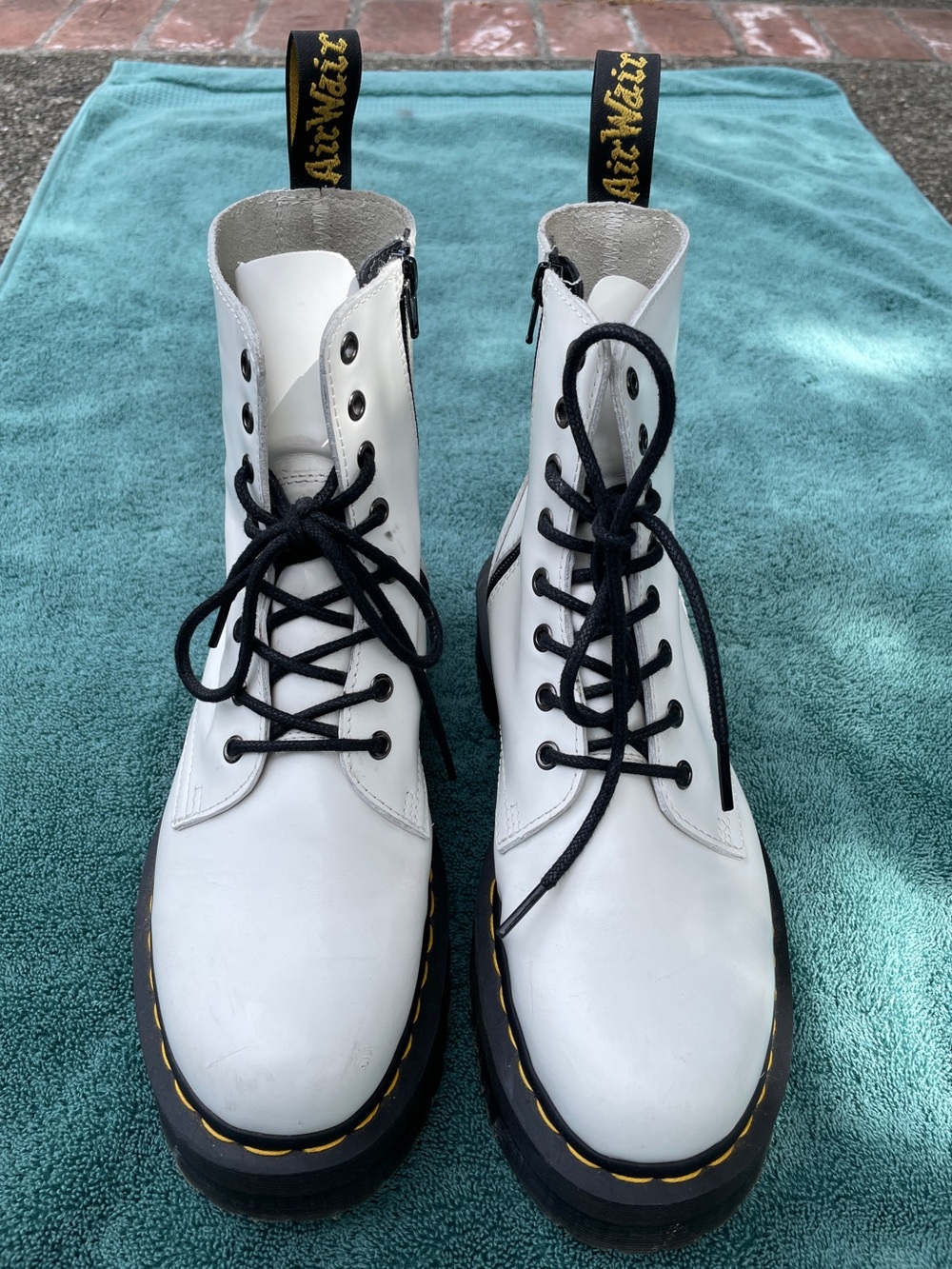 Dr. Martens Smooth Leather Lace Up Boots, Women’s Size 9M, White